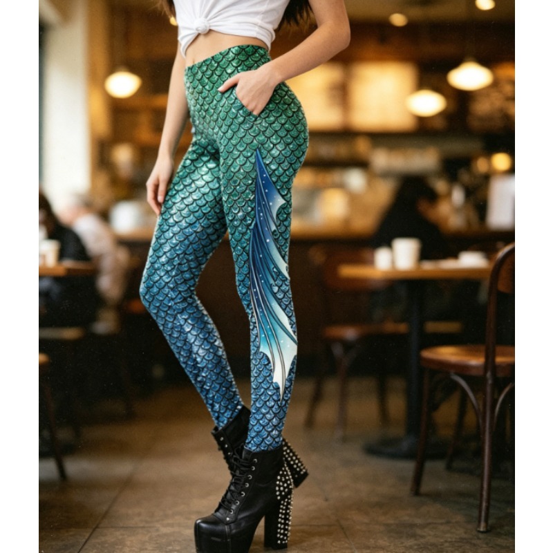 Mermaid Scale 3D Print Legging - огляд і ціна Yoga Fitness Holiday